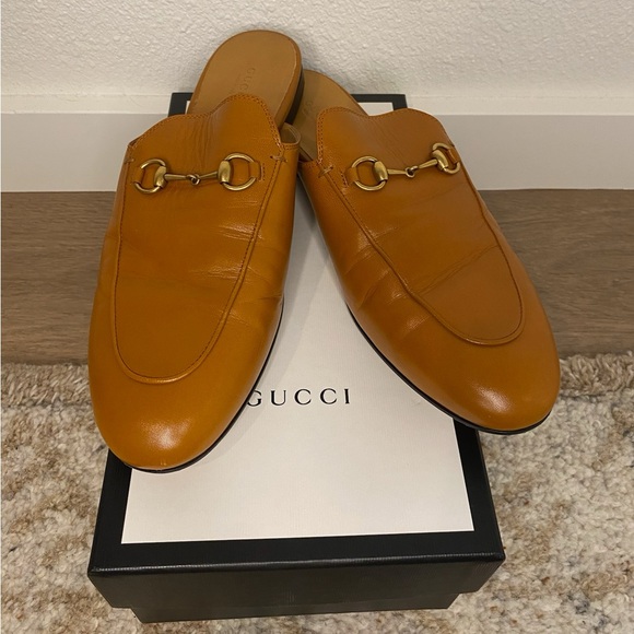 Gucci Shoes - Gucci Camel Princeton Leather Horsebit Mules